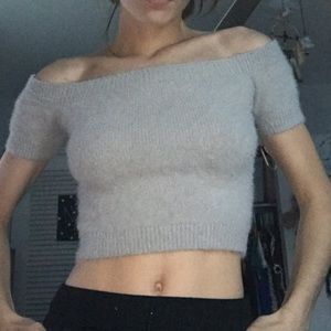 Soft Crop top off the shoulder sweater